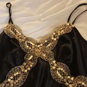 Sexy Black & Gold spaghetti strap Silk Top